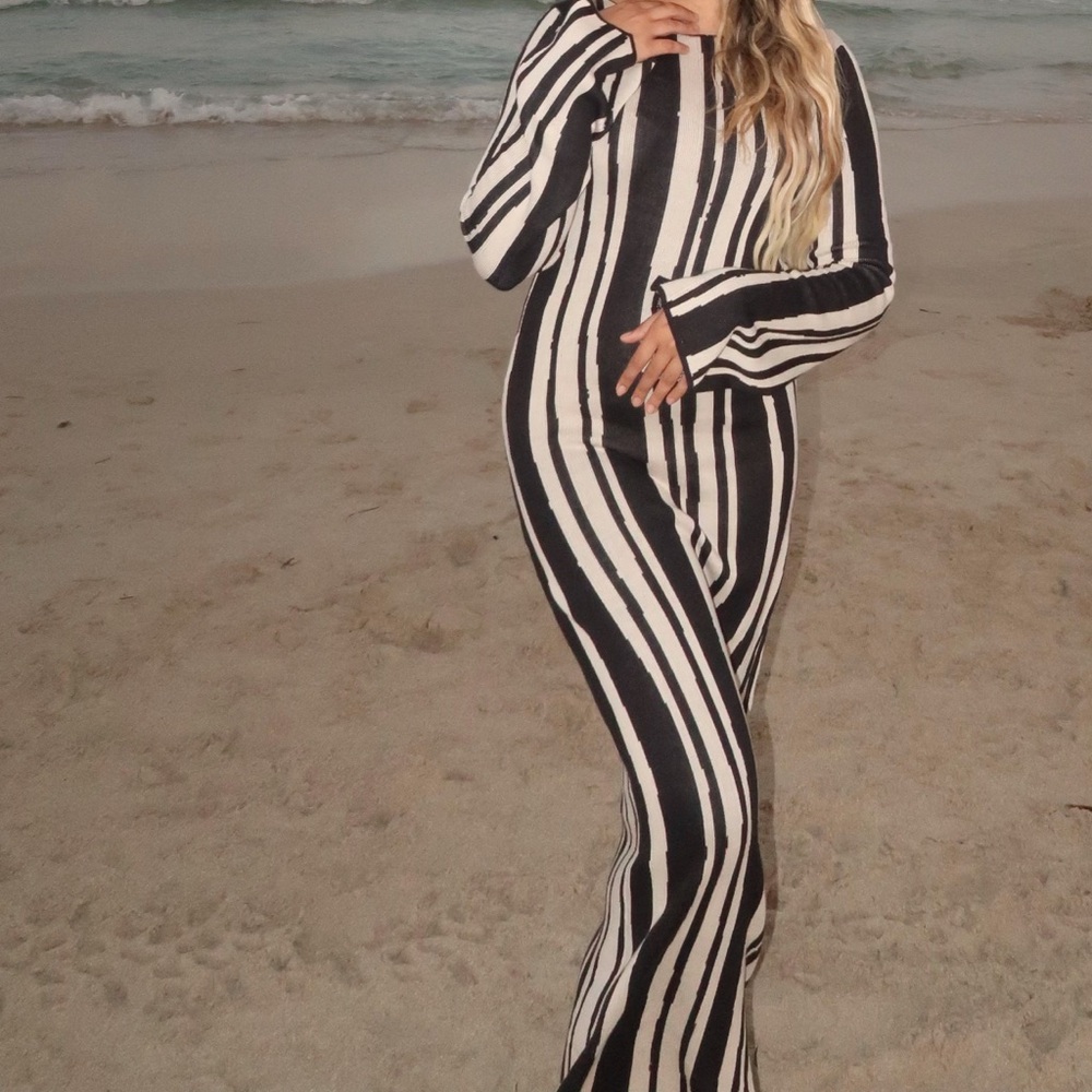 Black and White Striped Maxi Dress